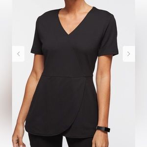 JAANUU mock wrap scrub top - size medium - black